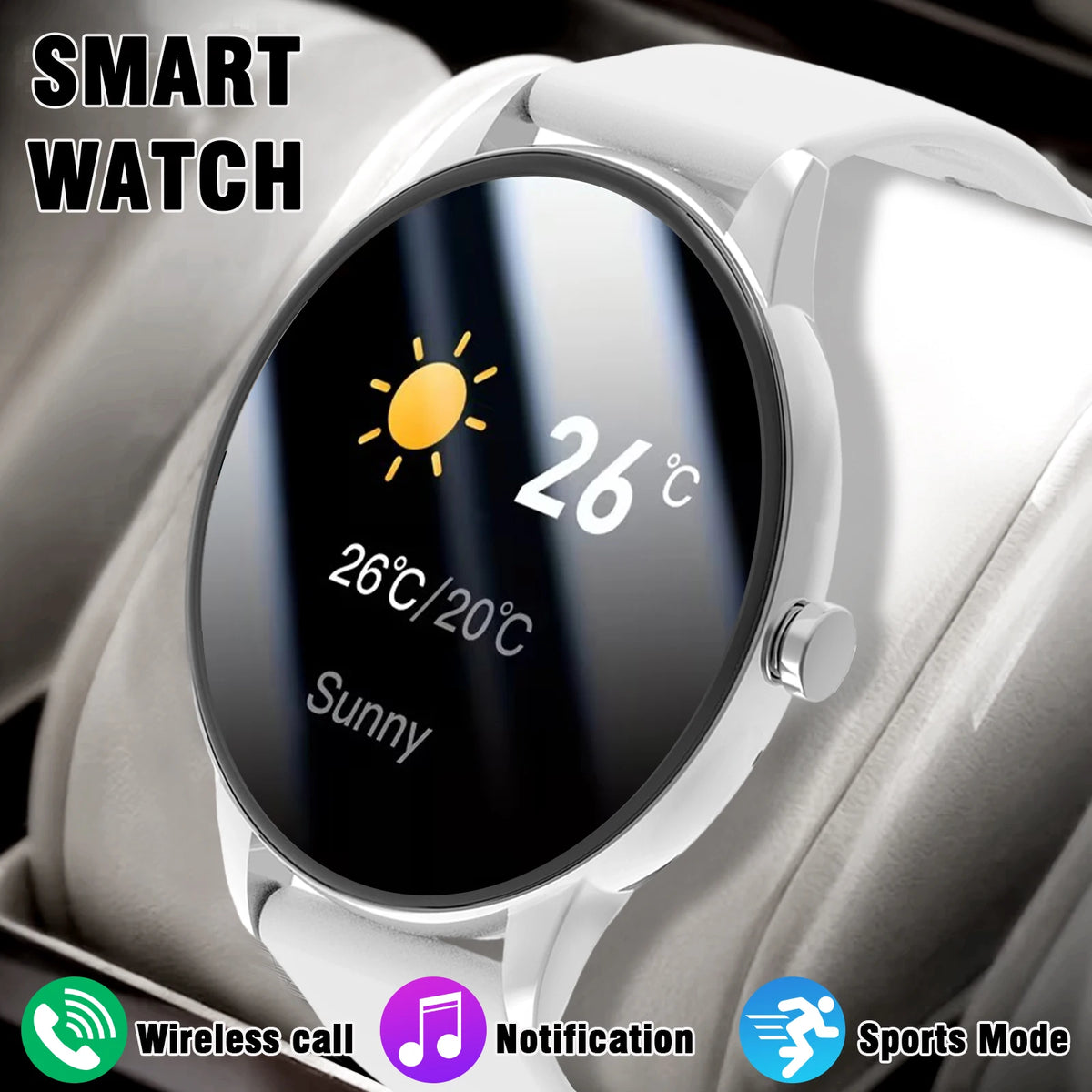 2026 Smartwatch/Fitness Band with Wireless Calling, Multiple Sports Modes, Music Control, Sedentary Reminder, Wallpaper, Weather Updates, Suitable for Android & Iphone