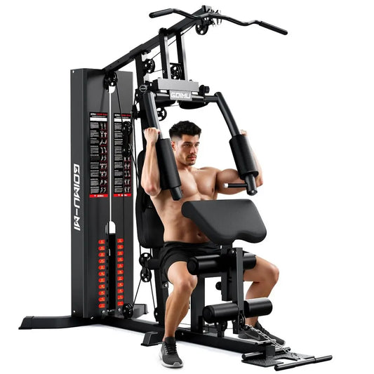 Gym, M1 Workout Station with 140LBS Weight Stack, Multifunctional Home Gym Equipment with Pulley System for Full Body Strength