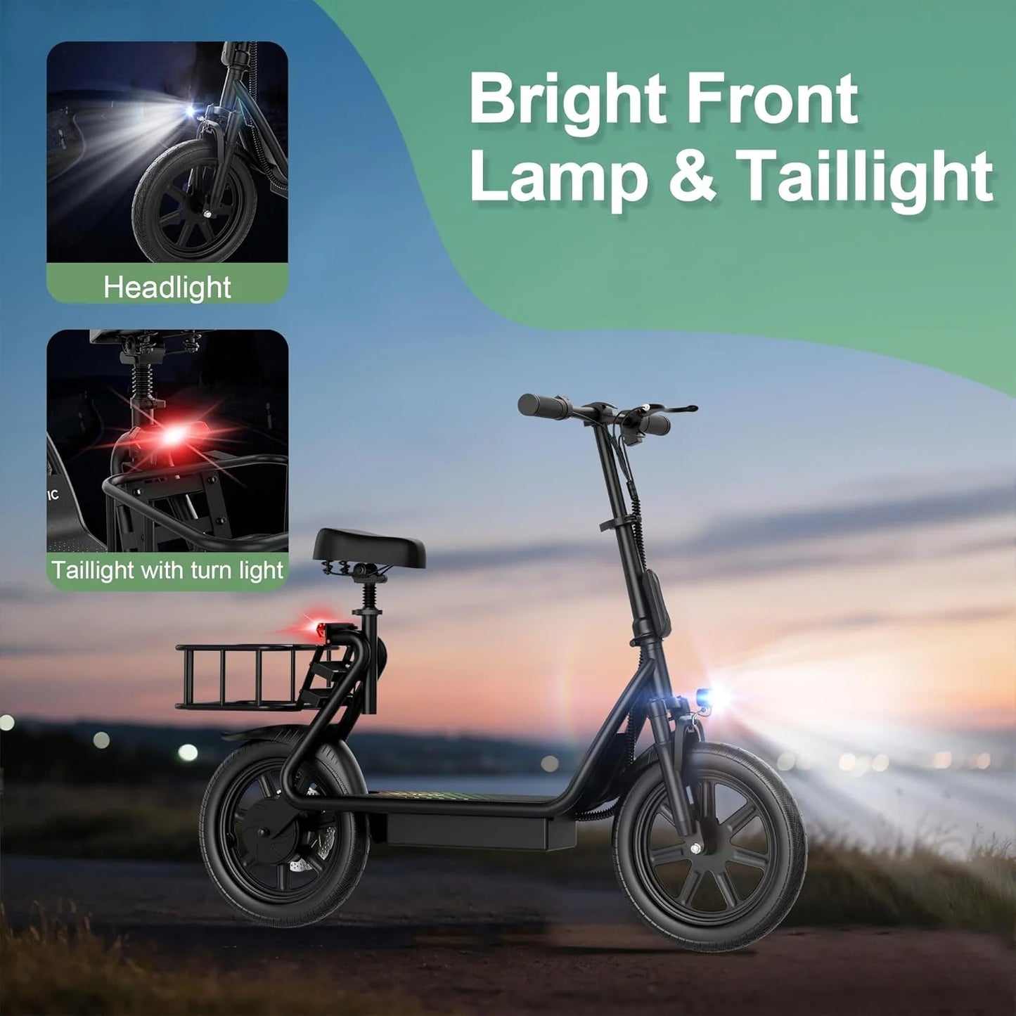 Electric Bicycle With Basket 28 Miles Range Shock Absorption