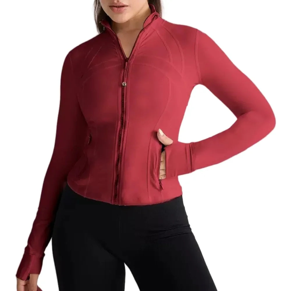Outdoor Sports Fitness Gold Zipper Women's Yoga Jacket Sports Jacket Fitness Outdoor Long Sleeve Slim Fit