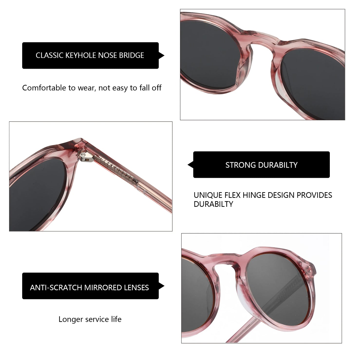 ZENOTTIC Fashion Acetate Polarized Sunglasses Round Vintage  Shade UV400 New Men/Women Retro Sun Glasses 600001S