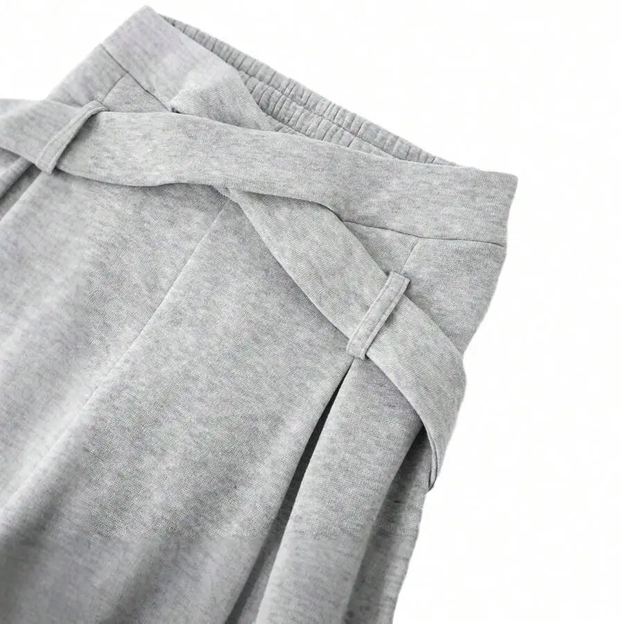 Women Cotton Polyester Knit Two Piece Set Crop Top Pants