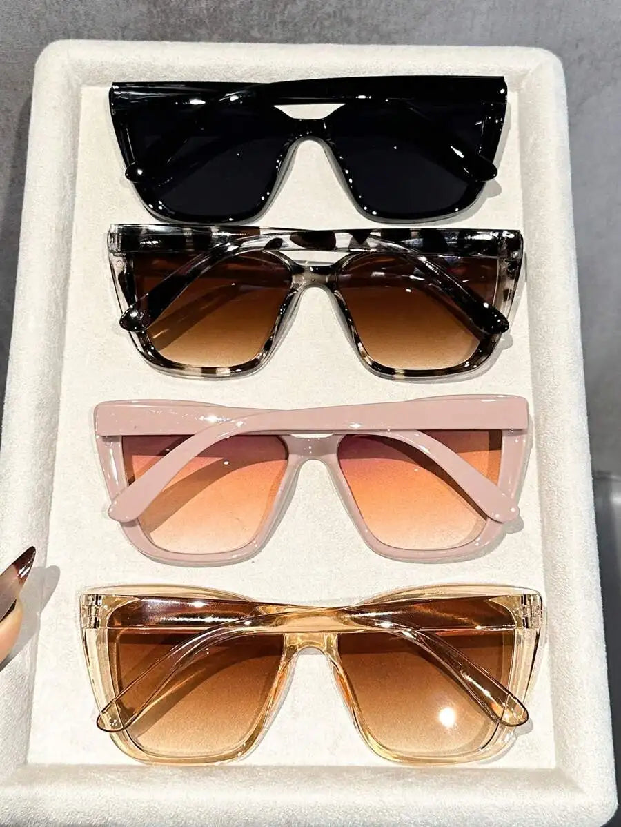 4-Pack Women's Cat Eye Full Frame Sunglasses in Black, Tortoise, Pink & Clear