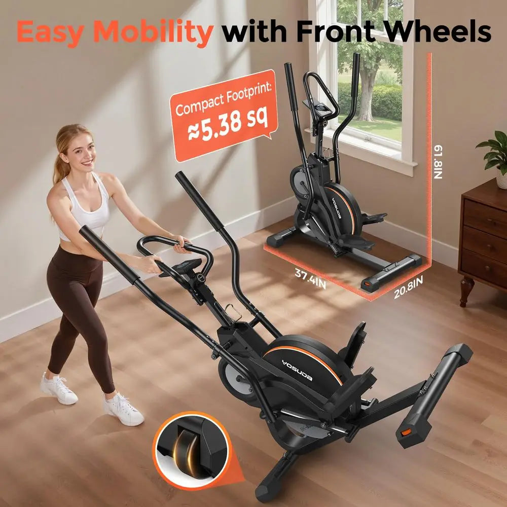 Elliptical Exercise Machine, Compact 3in1 Elliptical Cardio Climber Stair Stepper Elliptical for Home with 45Incline, 15.5IN St