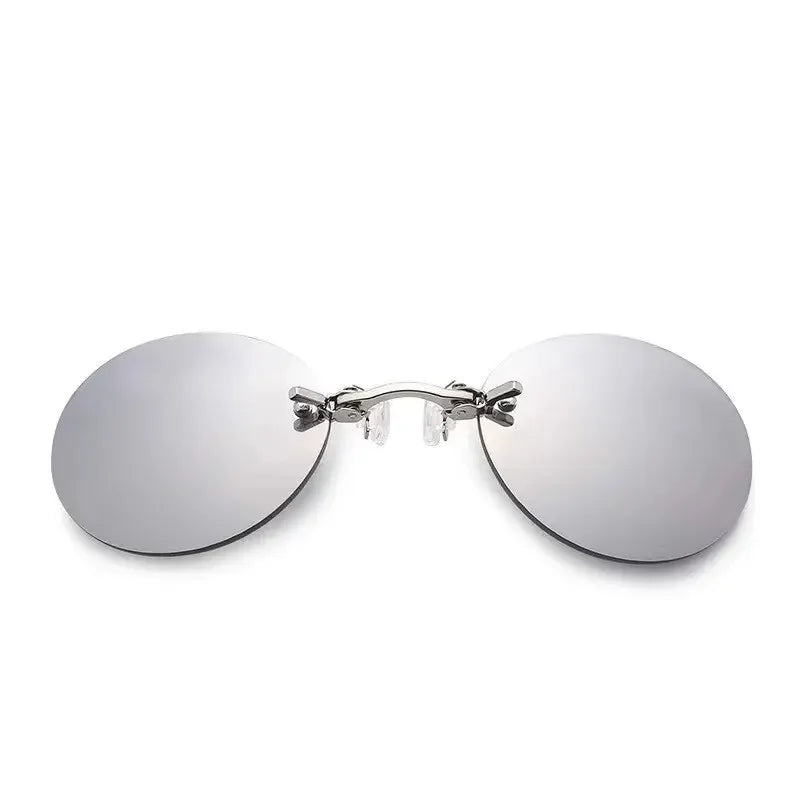 1-2PCS Clip On Nose Glasses Round Rimless Matrix Morpheus Sunglasses Mini Frameless Vintage Men Eyeglasses UV400
