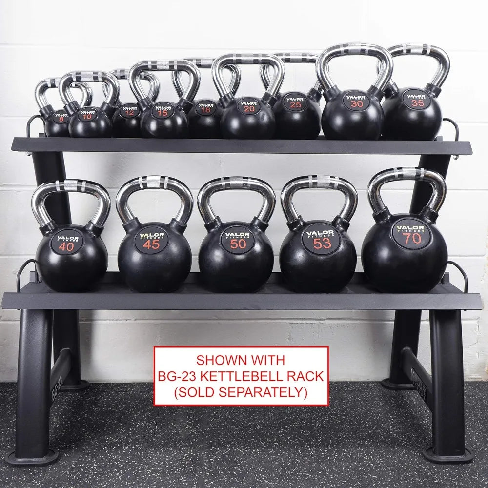 Rubber Coated Kettlebells with Chrome Handle 8-70lbs Home Gym Equipment