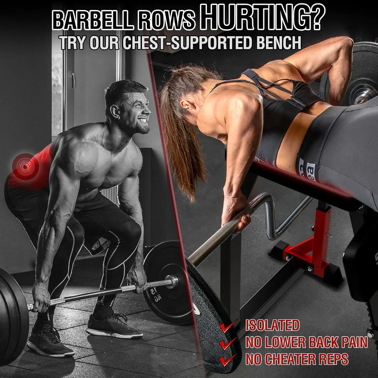 Seal Row Bench, Back Extension Machine Back Machine, with Stationary Bench Combo, Upper Body Workout Equipment for, Customized