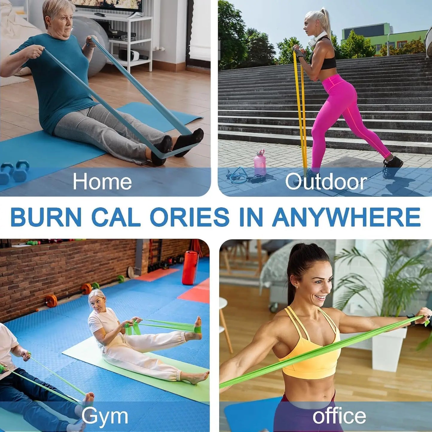5 Pcs Professional Resistance Bands. Latex-Free, Pilates Band, Work Out Bands, Stretch Bands for Working Out Women or Men, Exerc