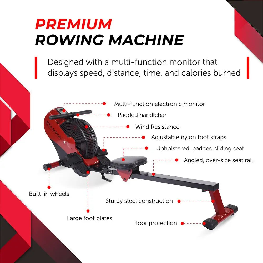 ATS Air Rower Machine with Smart Workout App Foldable Rowing Machine with Dynamic Air Resistance for Home Gym Fitness Up to 250