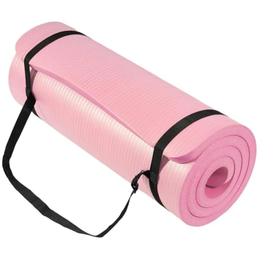 71x24 Inch Extra Thick Yoga Mat 1-Inch High-Density Foam Roll-Up Exercise Pad with Double-Sided Non-Slip Surface and Carrying S