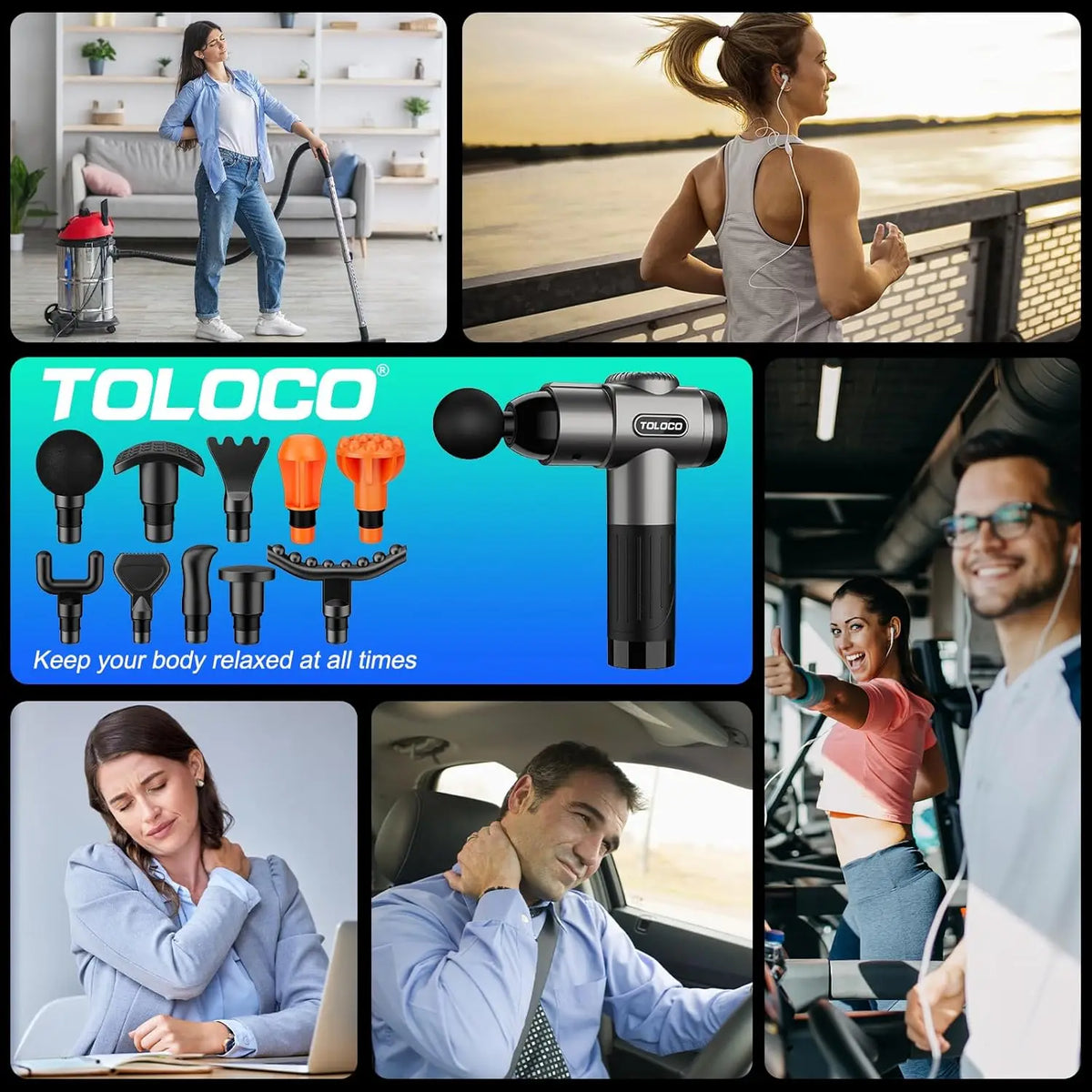 Massage Gun, Deep Tissue Back Massage for Athletes for Pain Relief, Percussion Massager with 10 Massages Heads & Silent Brushless Motor, Fathers Day Dad Gifts, Grey