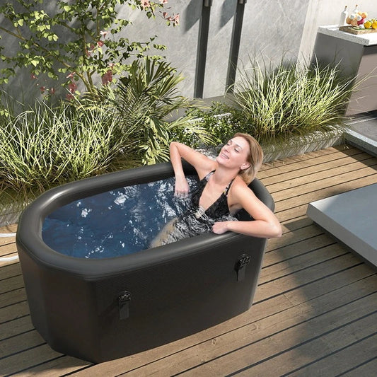 Oval Fiberglass Ice Bath Tub With Cover And Hand Pump