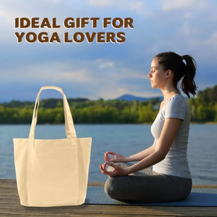 Yoga Mat Carrier, Gym Bag With Yoga Mat Holder, Women Canvas Tote With Shoulder Strap For Pilates, Travel, Office, Sports, Work