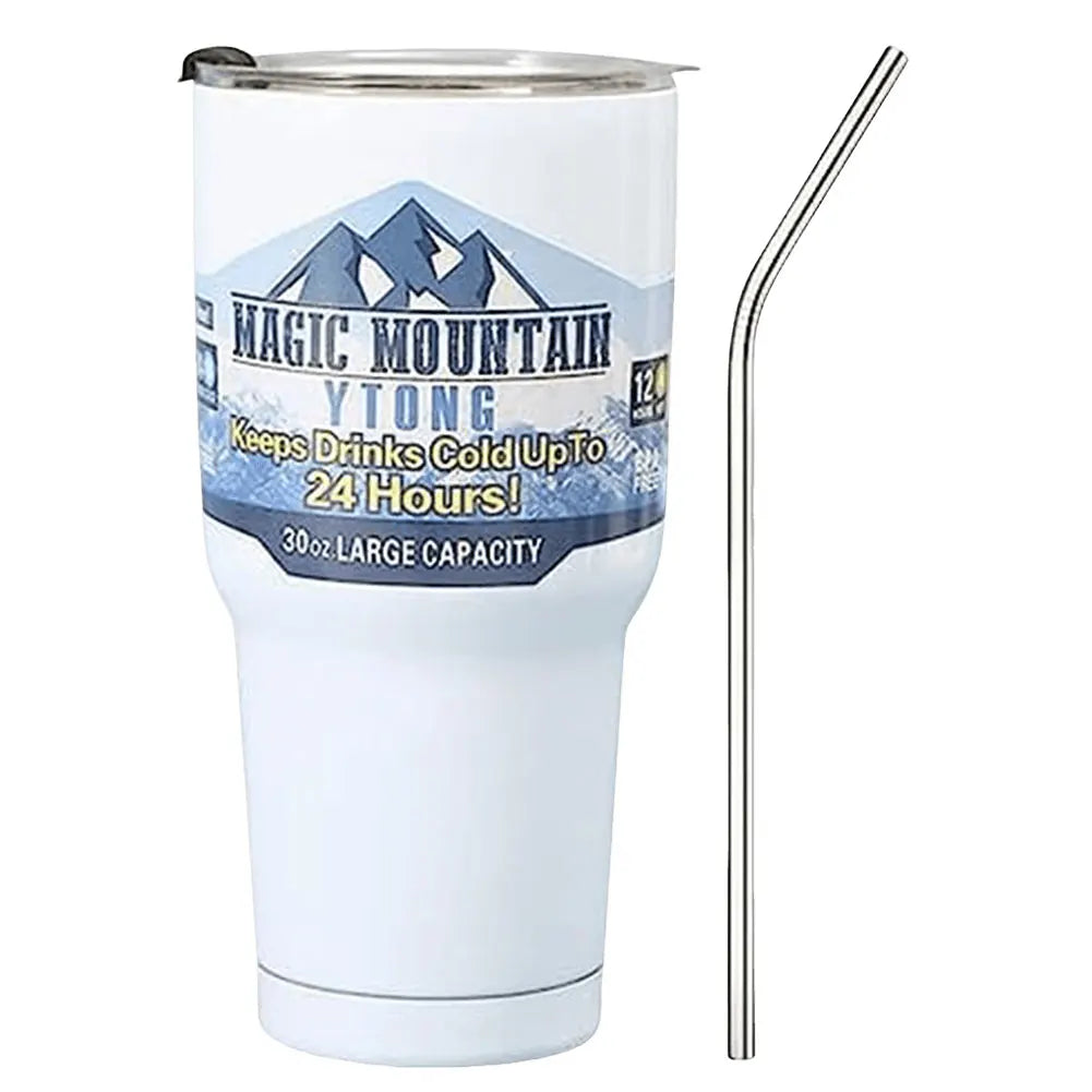 30oz Insulated Bottle Water Bottle Stainless Steel Thermal Water Cup Large Capacity Vacuum Cup with Straw for Camping Picnic