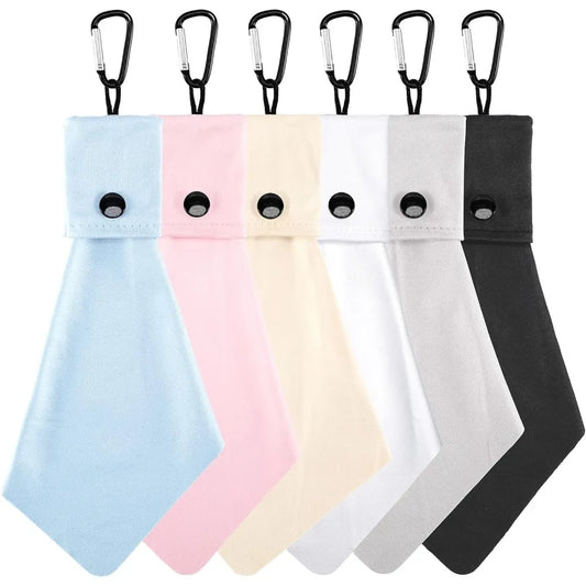 6-Pack Microfiber Eyeglass Cleaning Cloths, Wet Wipes for Lenses, Glasses and Screens - Reusable, Portable with Keychain and Storage Pouch - Cleaning Cloths for Sunglasses, Jewelry and Phones (All Colors)