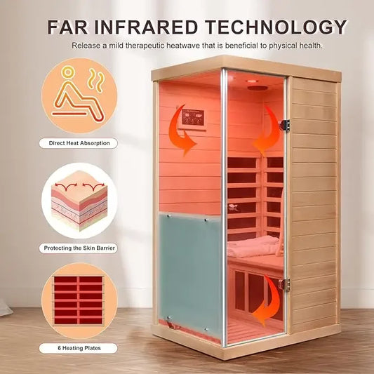 One Person Far Infrared Sauna With Bluetooth Speakers LED Lamp