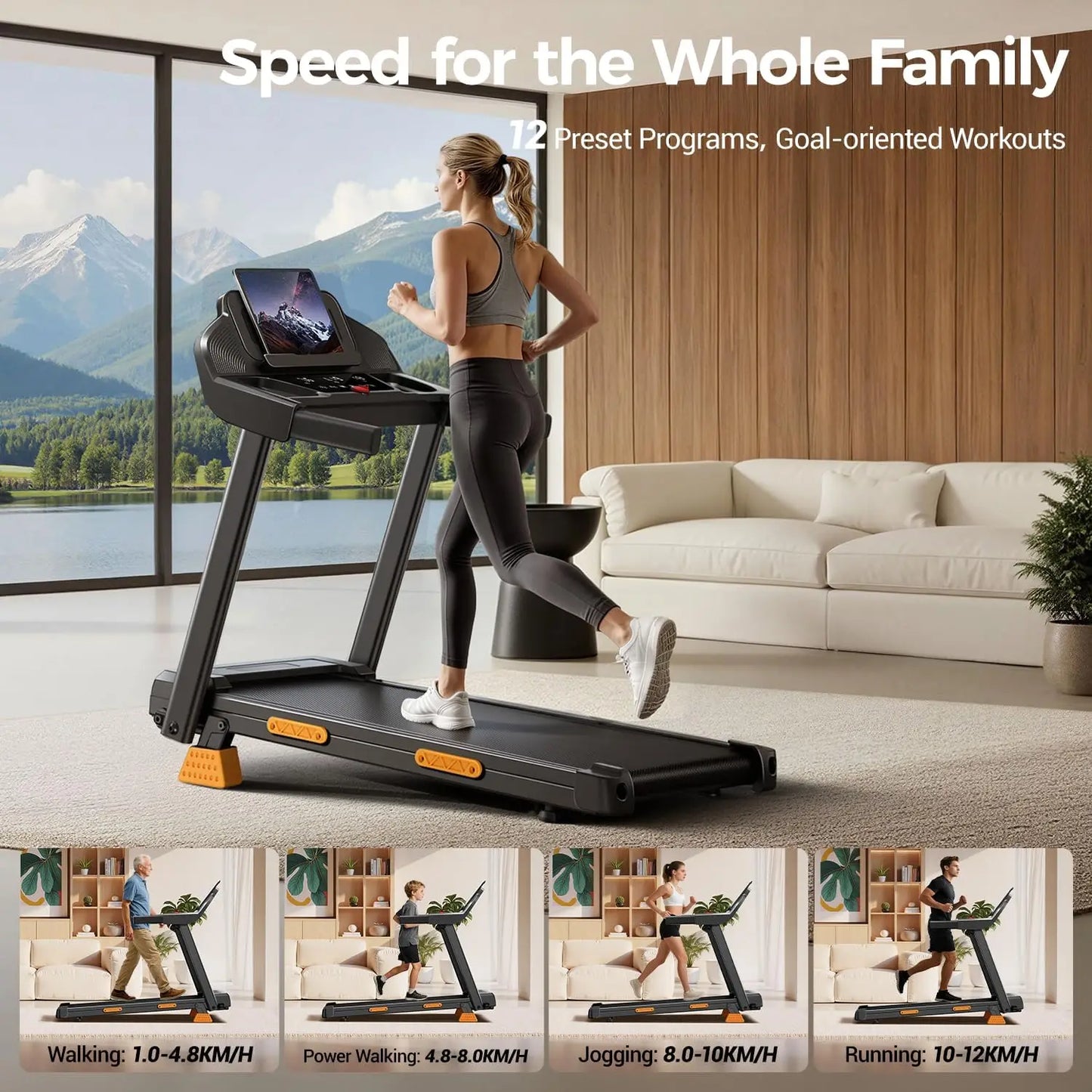 3 In 1 Portable Foldable Treadmill Incline And 12 Presets