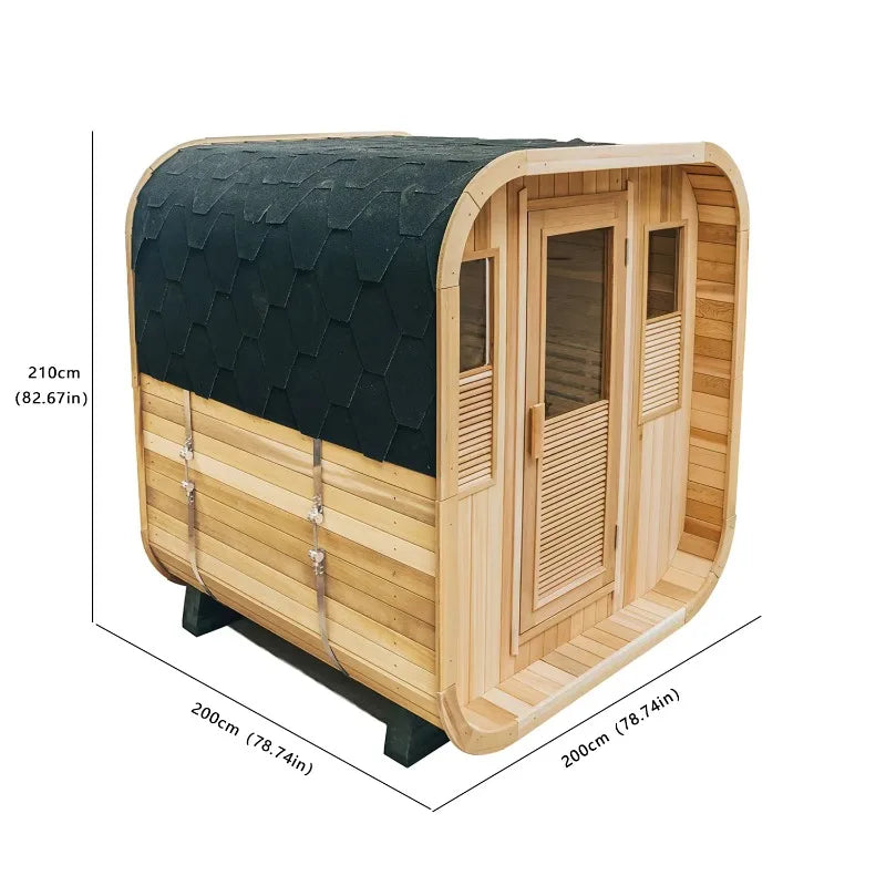 Customizable 4 Person Sauna with Bluetooth Speaker Hemlock Wood Traditional Steam Sauna Room with Audio System for Spa