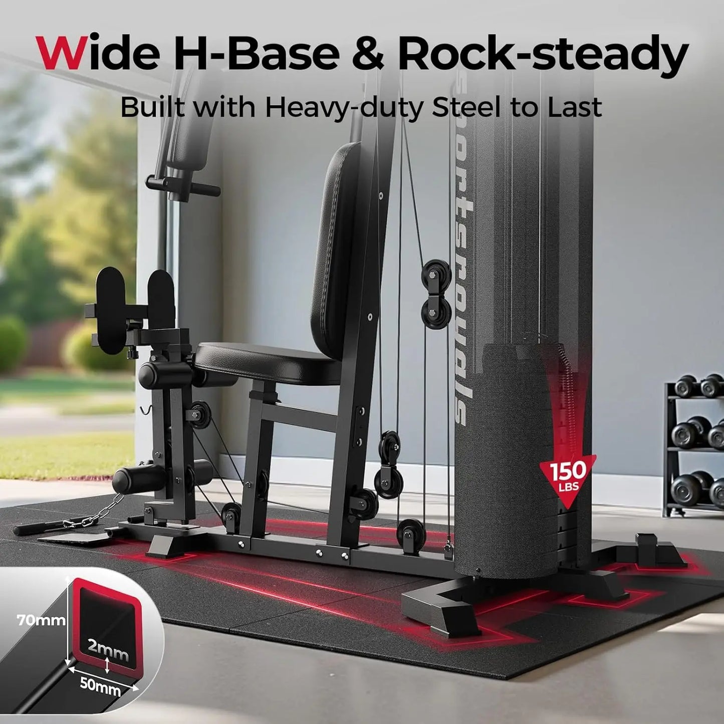 FED Fitness Full Body Home Gym With Pulley System And 150 Lb Weight Stack