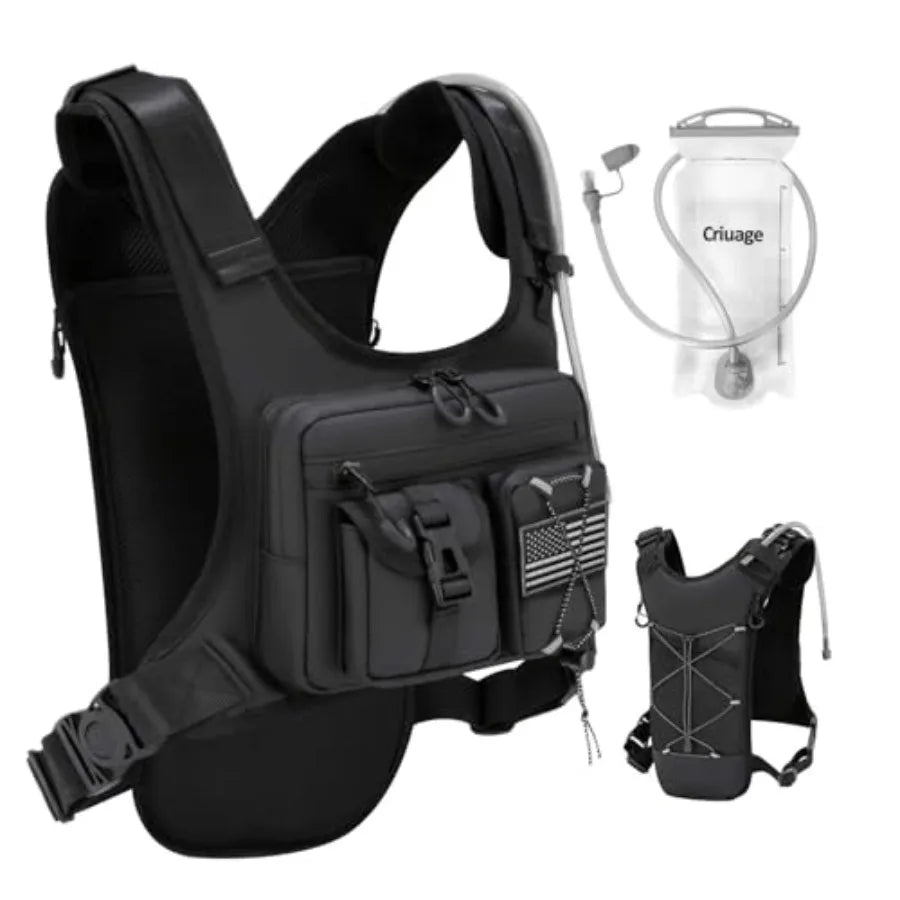USA Patent Running Hydration Vest Backpack, Lightweight Chest Pack with 2.0L Water Bladder Bag Daypack for Hiking Running Cycli