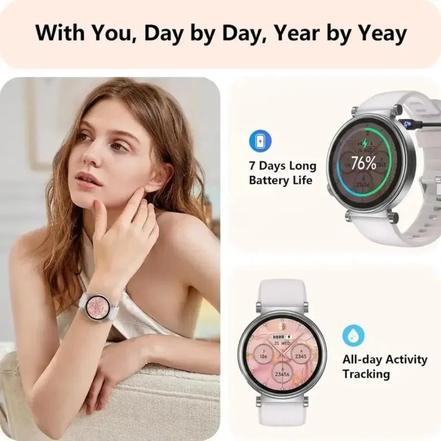 Smart Watch for Women, Fitness Tracker & Activity Tracker with Bluetooth Calls (Answer/Make), 1.8' HD/AMOLED Smartwatch for IOS/Android, 100+ Sport Modes, IP67 Waterproof, Heart Rate/SpO2/Sleep Monitor, 7 Bands