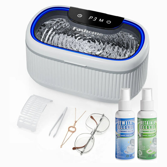 550ml Ultrasonic Cleaner, 45kHz Portable Jewelry Glasses Cleaning Machine, Deep Cleaning Ultrasound Appliance With 100ml Cleaning Solution, 5 Timer, 3 Power Levels, Degas Mode