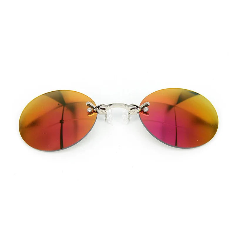 1-2PCS Clip On Nose Glasses Round Rimless Matrix Morpheus Sunglasses Mini Frameless Vintage Men Eyeglasses UV400