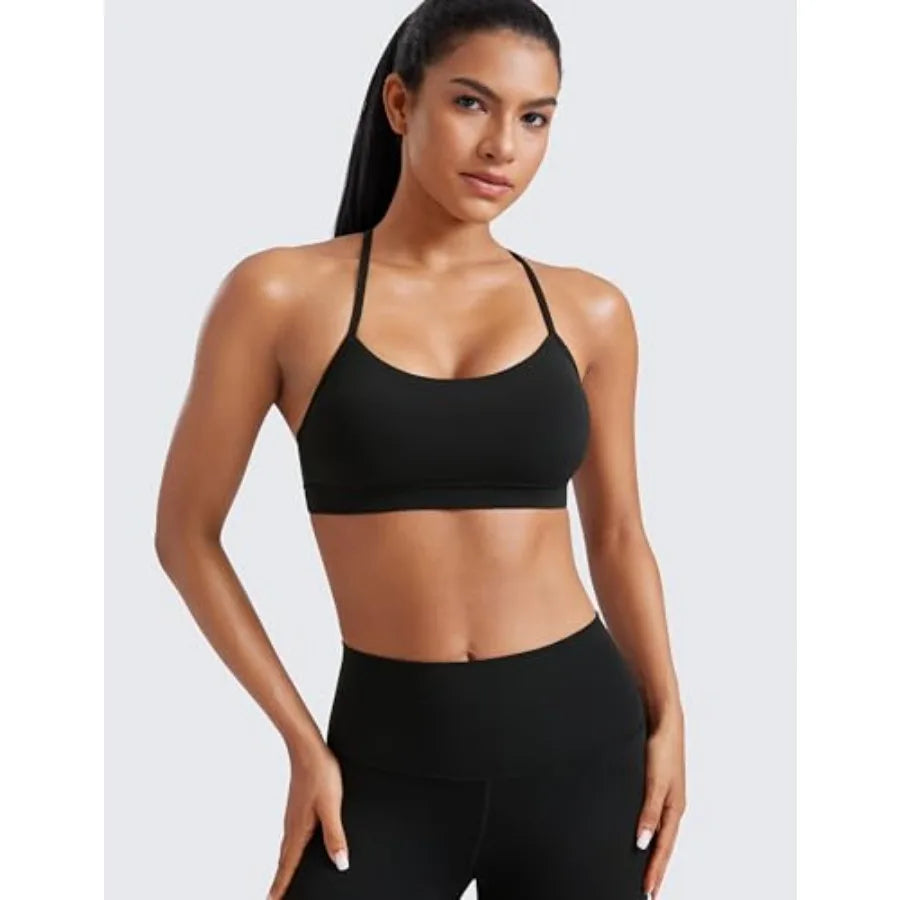 Women Y Back Sports Bra Padded Racerback Workout Top