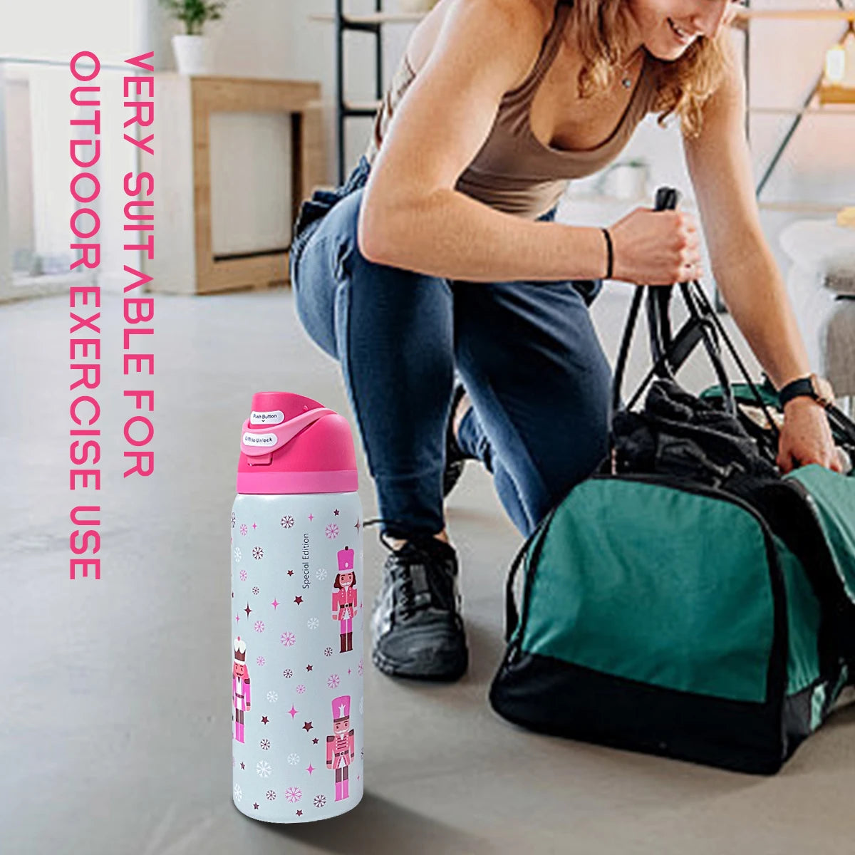 owalaa pink Bottle, 32 oz, 945 ml, retains heat for over 24 h.