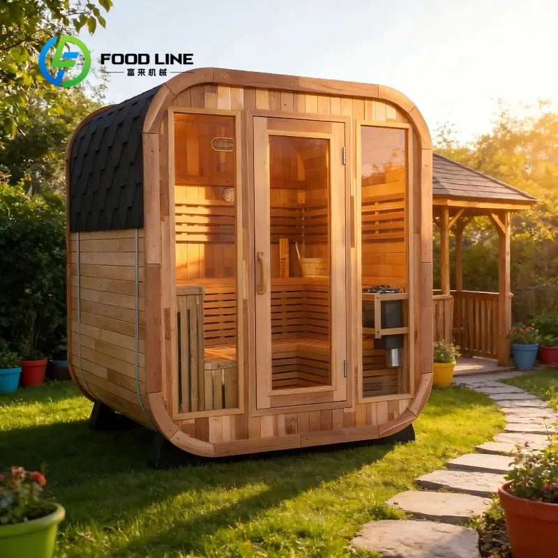 Custom Panoramic Glass Sauna Room 2-4 Person Red Cedar Wood Finnish Dry Steam Sauna with Heater for Garden Home