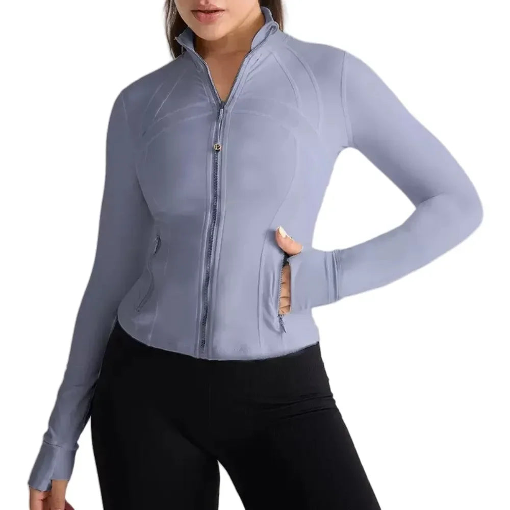 Outdoor Sports Fitness Gold Zipper Women's Yoga Jacket Sports Jacket Fitness Outdoor Long Sleeve Slim Fit
