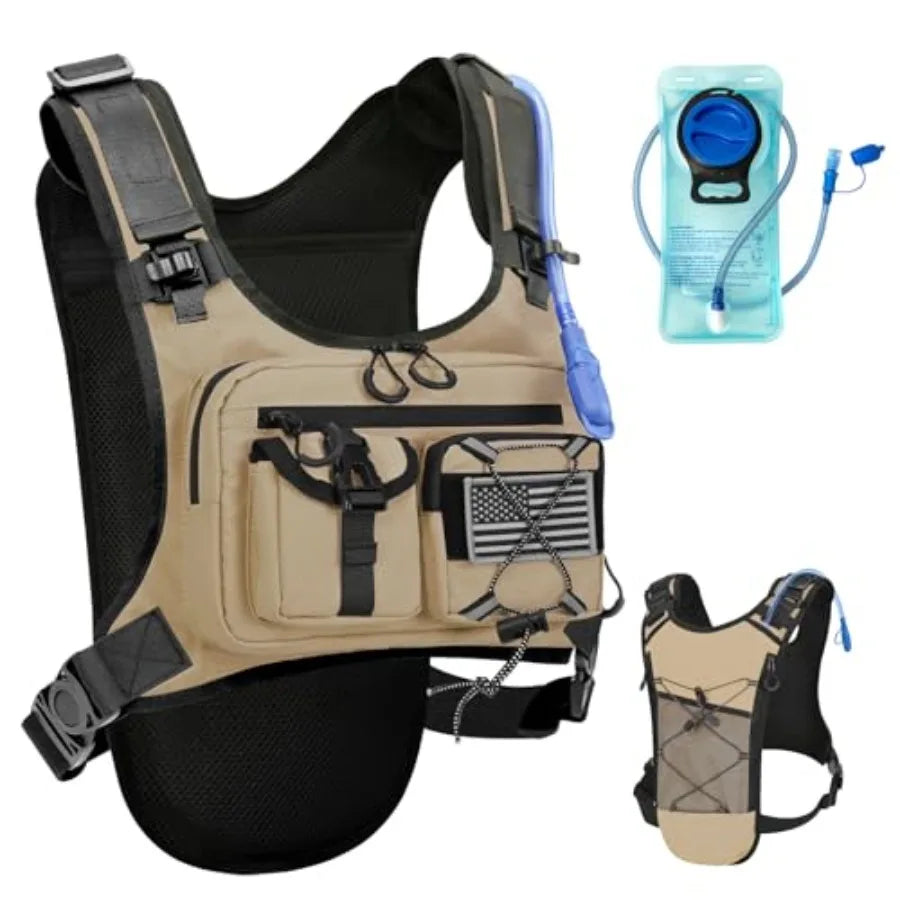 USA Patent Running Hydration Vest Backpack, Lightweight Chest Pack with 2.0L Water Bladder Bag Daypack for Hiking Running Cycli
