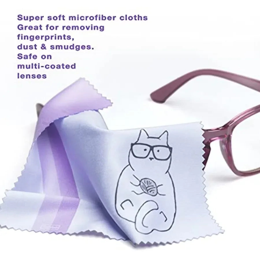 0 Pack Cute Kitty Cat Design Multicolor Microfiber Cleaning Cloths for Cleaning Eyeglasses Lenses Sunglasses and Cell Phone Bea