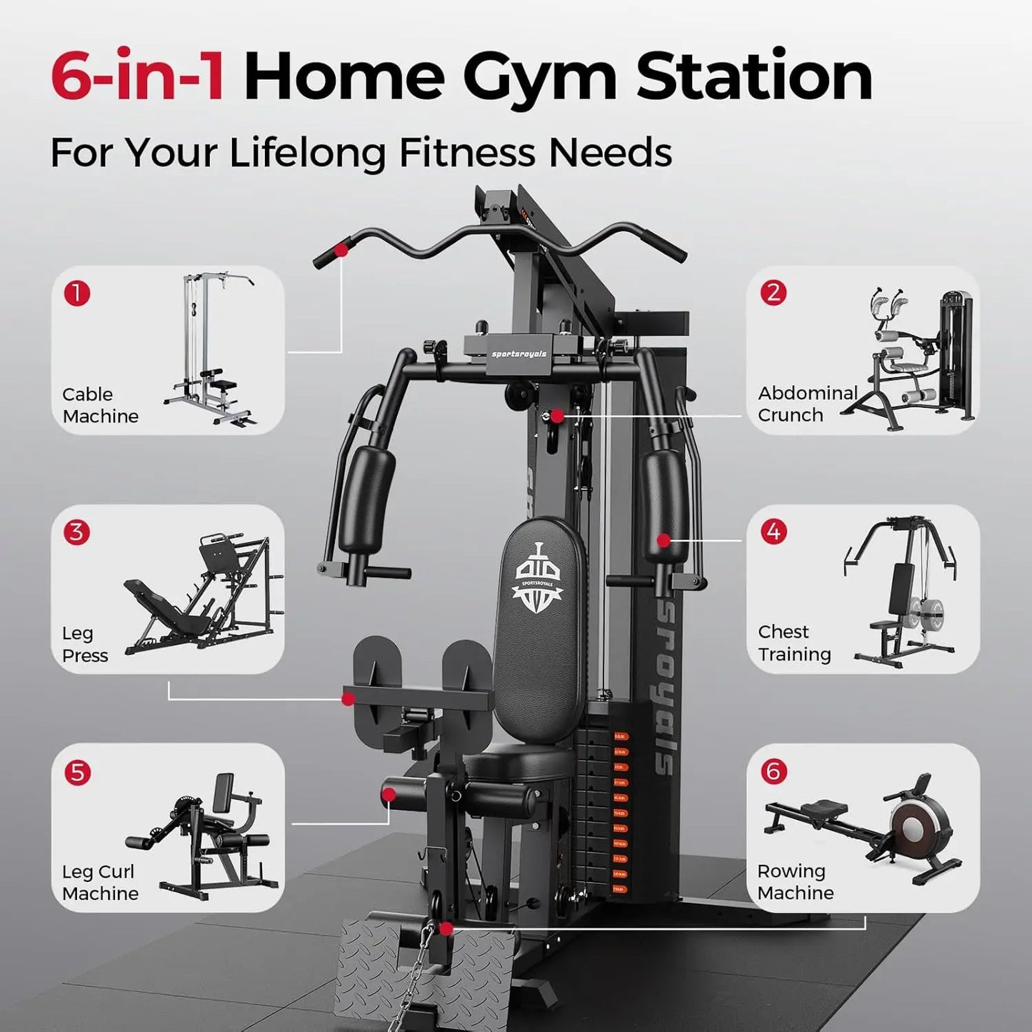 FED Fitness Full Body Home Gym With Pulley System And 150 Lb Weight Stack