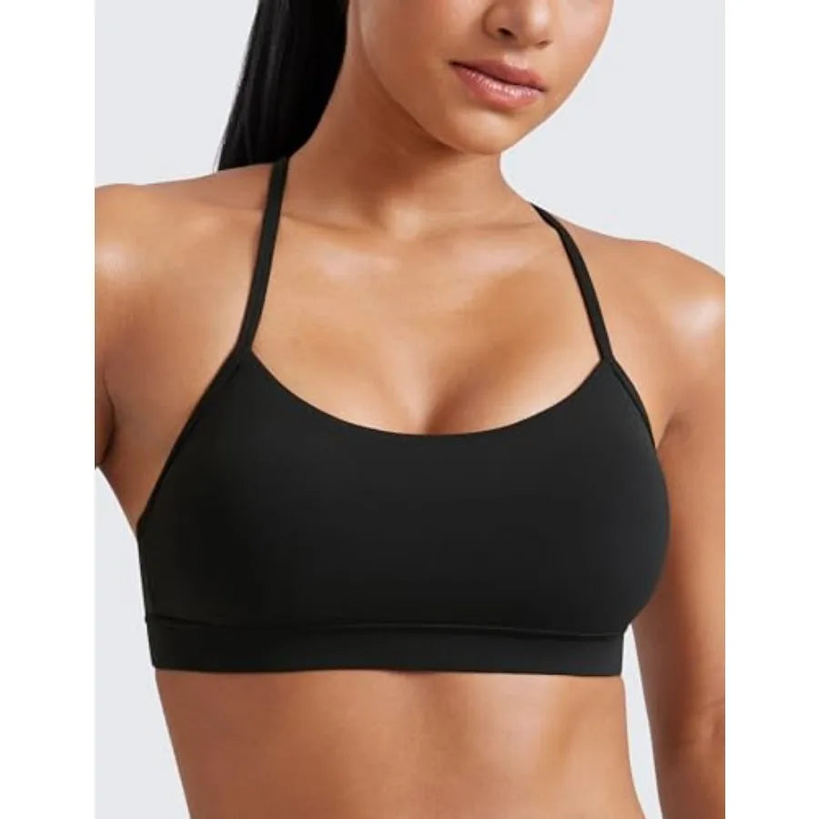 Women Y Back Sports Bra Padded Racerback Workout Top