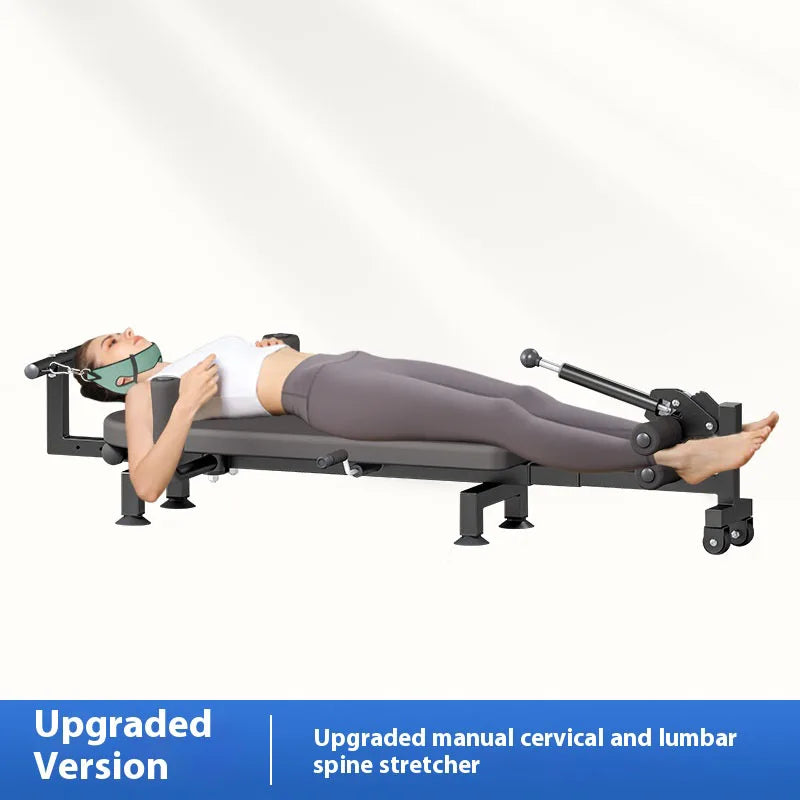 Cervical and lumbar spine soothing device, leg stretching exercise device, home lumbar traction inverted machine
