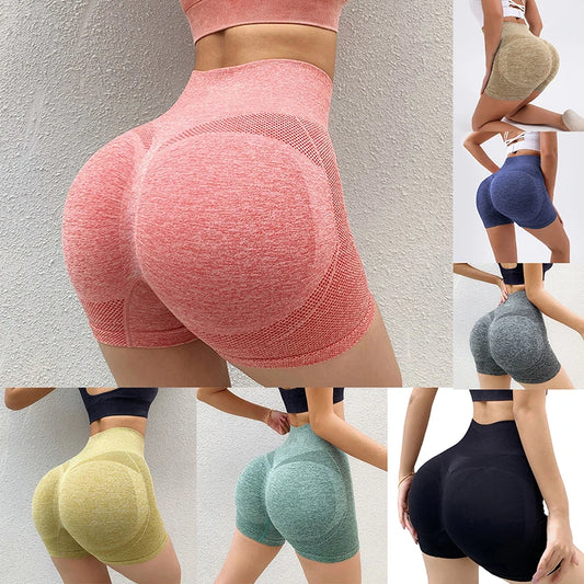Summer new high waisted sports shorts for women, tight fitting elastic quick drying pants, gym push ups, cycling, jogging, fitness yoga pants
