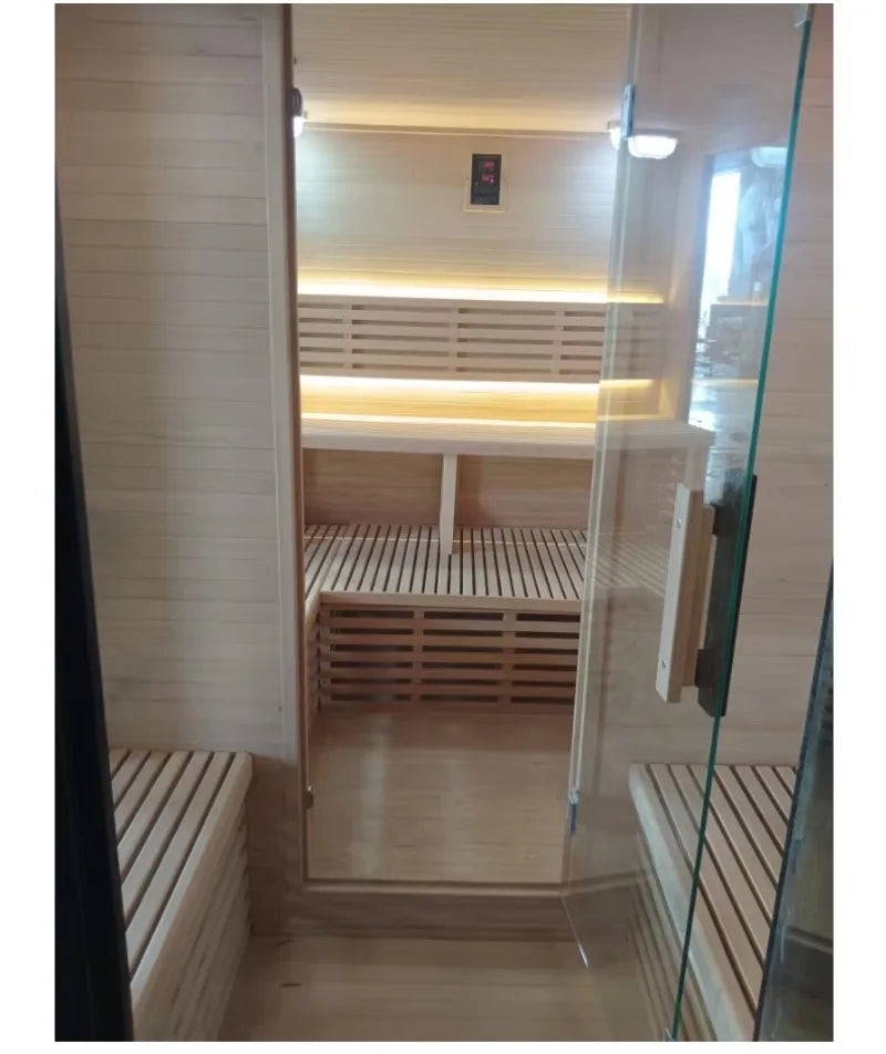 Customizable Large 10 Person Commercial Sauna Hemlock Wood Steam Sauna Room with Dual Heaters for Gym and Resort