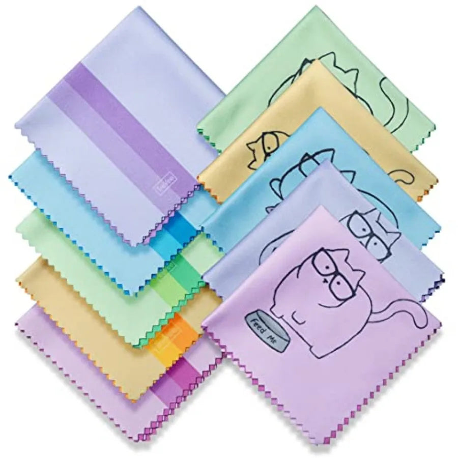 0 Pack Cute Kitty Cat Design Multicolor Microfiber Cleaning Cloths for Cleaning Eyeglasses Lenses Sunglasses and Cell Phone Bea