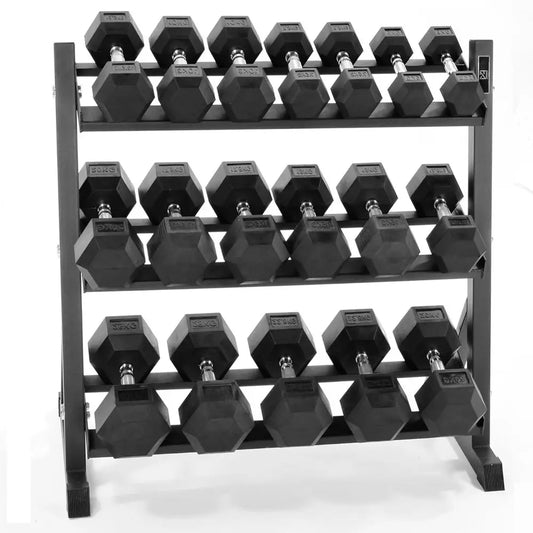YTYIN Hex Dumbbell Set With Rack Rubber Encased Free Weights