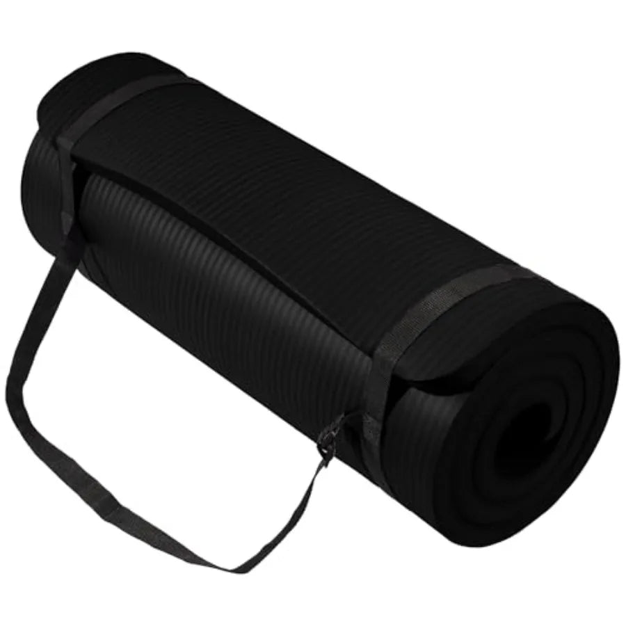 71x24 Inch Extra Thick Yoga Mat 1-Inch High-Density Foam Roll-Up Exercise Pad with Double-Sided Non-Slip Surface and Carrying S
