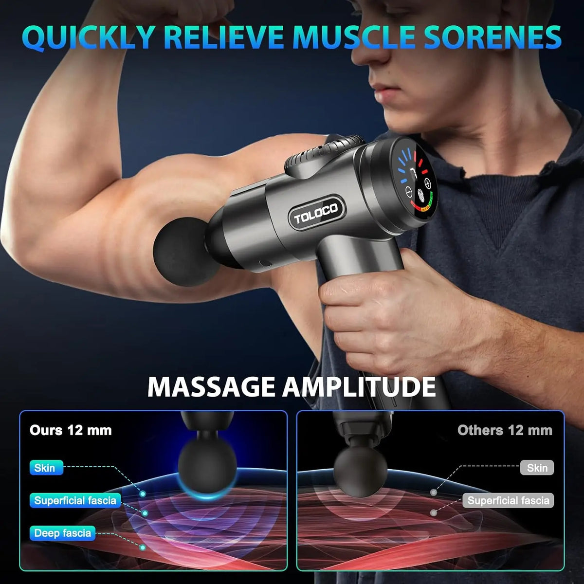 Massage Gun, Deep Tissue Back Massage for Athletes for Pain Relief, Percussion Massager with 10 Massages Heads & Silent Brushless Motor, Fathers Day Dad Gifts, Grey