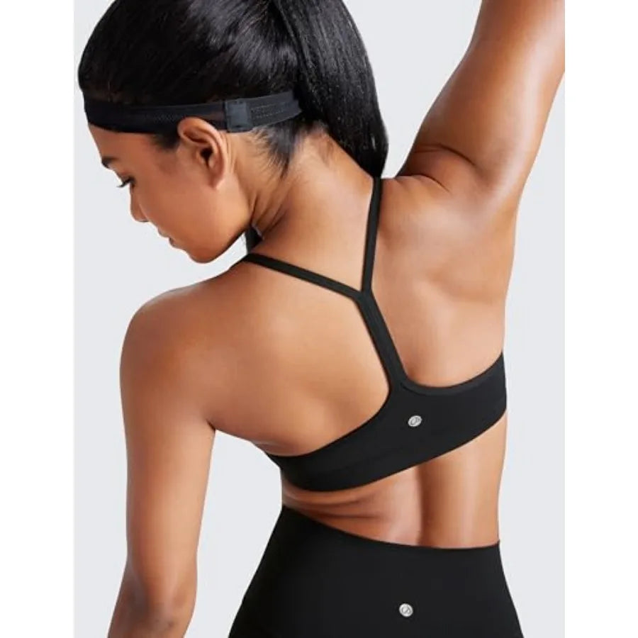 Women Y Back Sports Bra Padded Racerback Workout Top