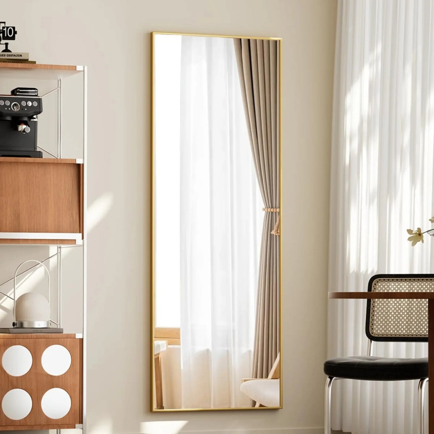 56"x21.2" Full Length Floor Mirror Rectangular Freestanding Leaning Wall-Mounted Mirror, Gold