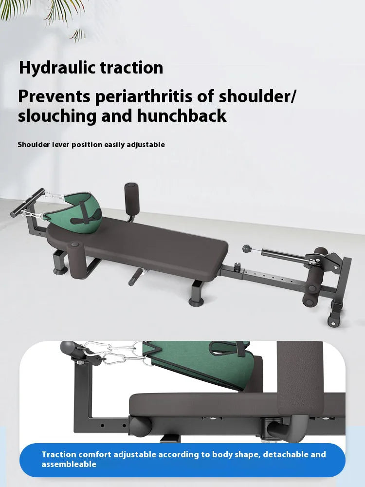Cervical and lumbar spine soothing device, leg stretching exercise device, home lumbar traction inverted machine