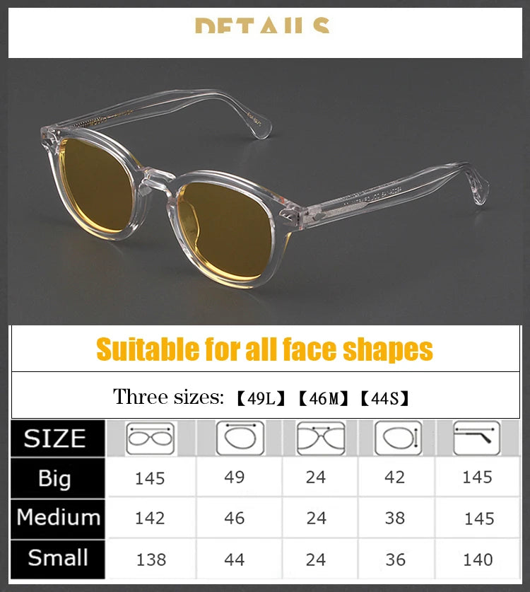 Johnny Depp Polarized Sunglasses Man Round Lemtosh Sun Glasses Woman Luxury Brand Vintage Acetate Frame Night Vision Goggles