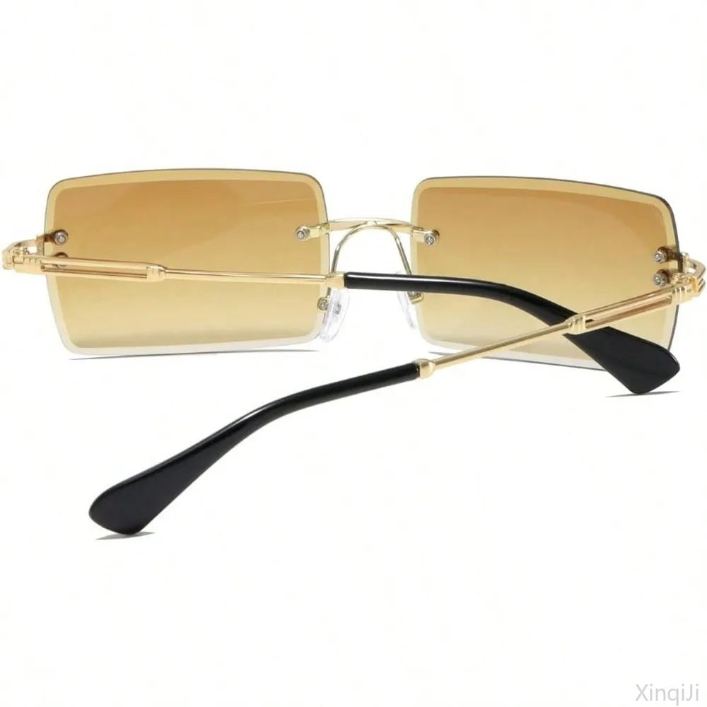 Fashion Rimless Rectangle Sunglasses for Women Men Ultralight Square Eyewear Unisex 9031