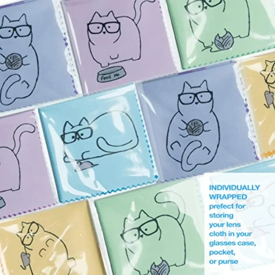 0 Pack Cute Kitty Cat Design Multicolor Microfiber Cleaning Cloths for Cleaning Eyeglasses Lenses Sunglasses and Cell Phone Bea