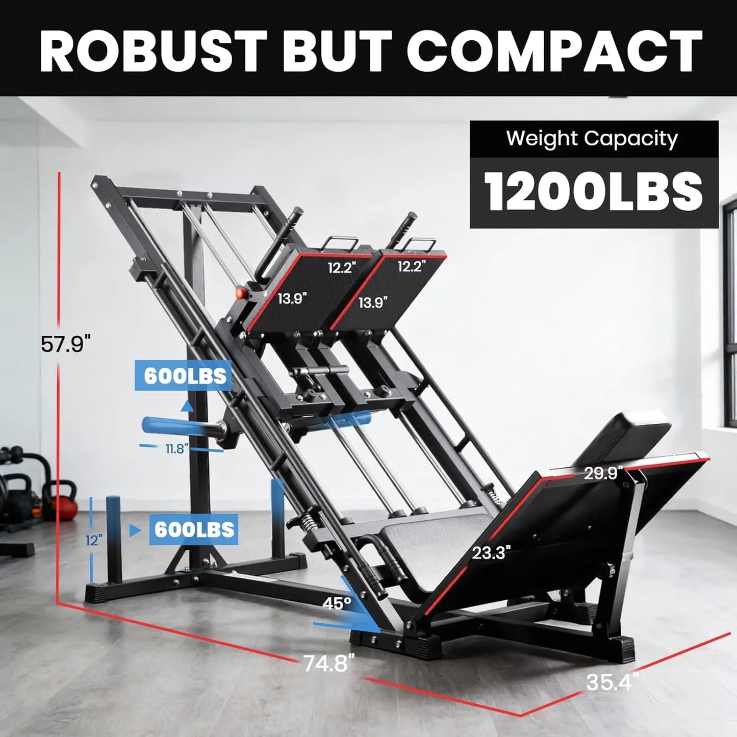 Upgraded 3-in-1 Leg Press Hack Squat Machine with Weight Storage, Professional Adjustable Iso-Lateral Trainer with, Customized