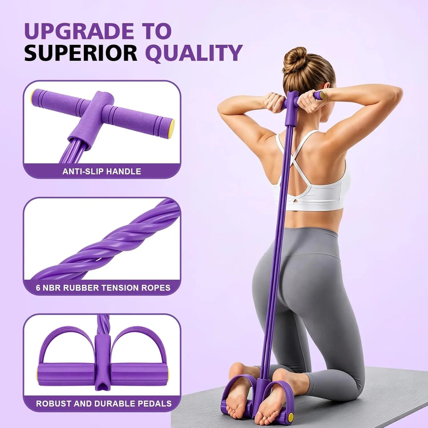 6-Tube Elastic Yoga Pedal Pull Rod Resistance Band - Multi-functional Pedal Pull Rope Resistance Band, Pedal Ankle Puller, TPE Fitness Equipment for Sit-ups, Yoga Stretching and Slimming Training Fitness Equipment, Suitable f